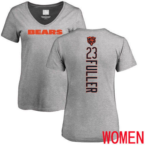 Chicago Bears Ash Women Kyle Fuller Backer V-Neck NFL Football #23 T Shirt->nfl t-shirts->Sports Accessory